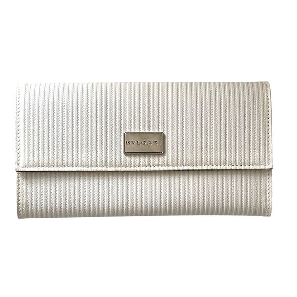 BULGARI Bvlgari RARE Gray/Cream Continental Long Wallet With Box - Picture 3 of 10